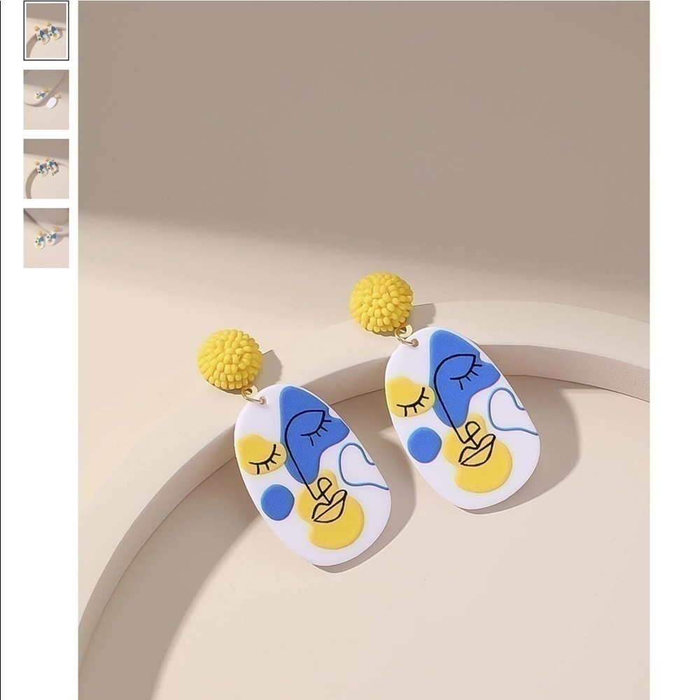 Blue & Yellow Earrings - Picture 2 of 3